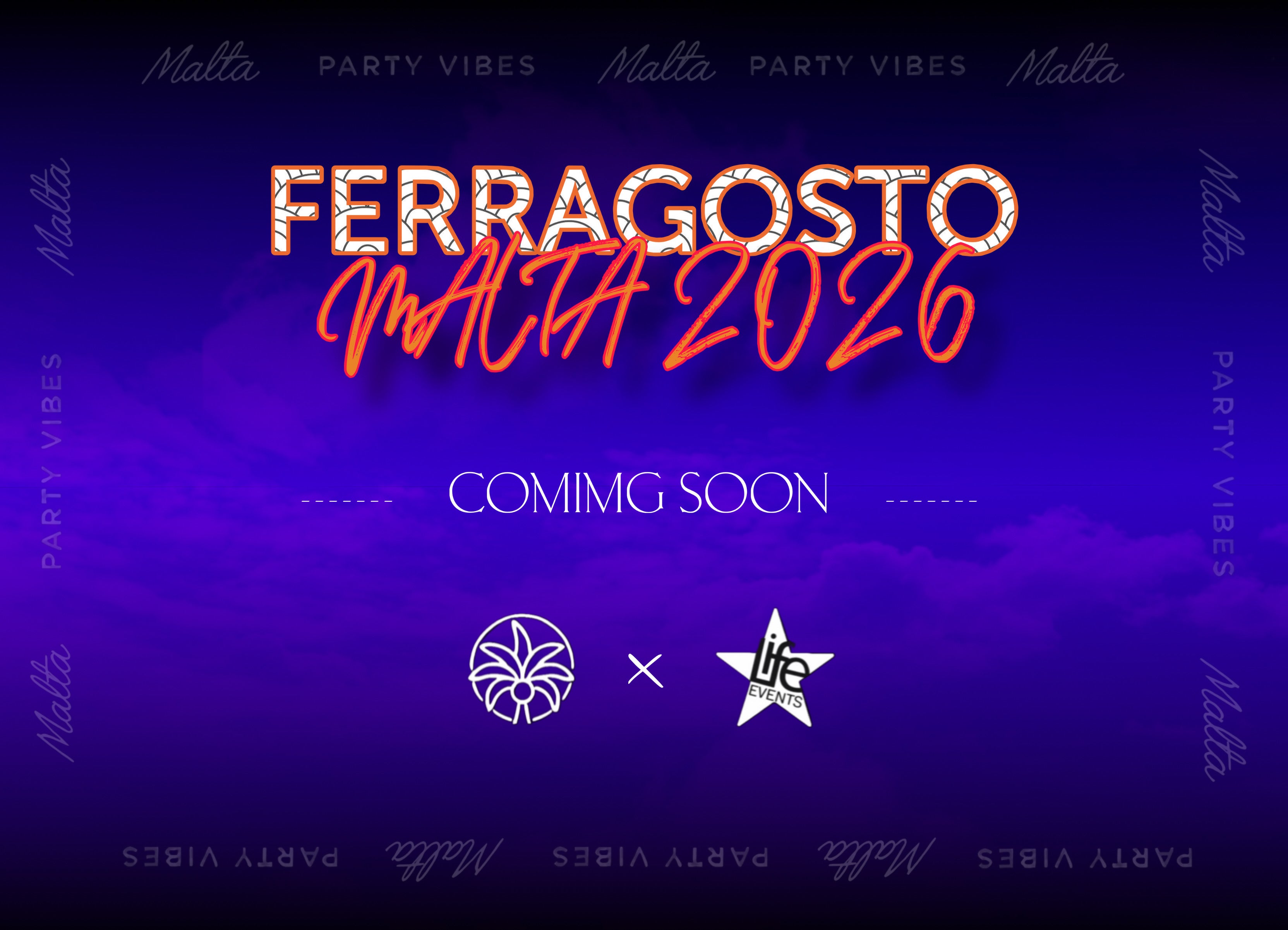 Ferragosto Malta 2026 coming soon, Malta Party Vibes summer party event banner