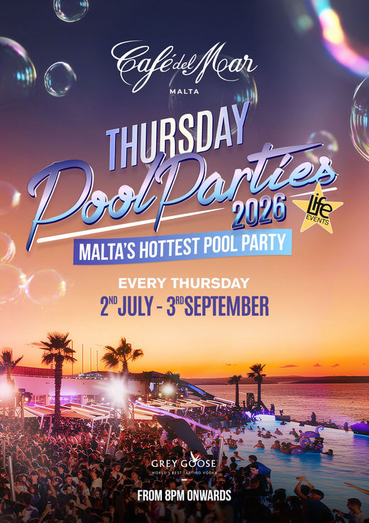 Fiesta en la Piscina del Café del Mar Jueves 2026 — Ferragosto Malta 2026