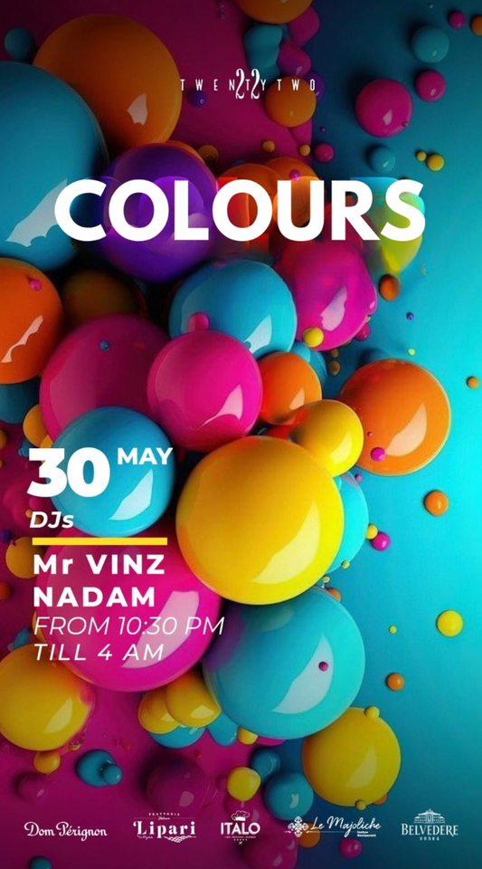 Colorful poster with balloons and event details for a music event on 30 May.