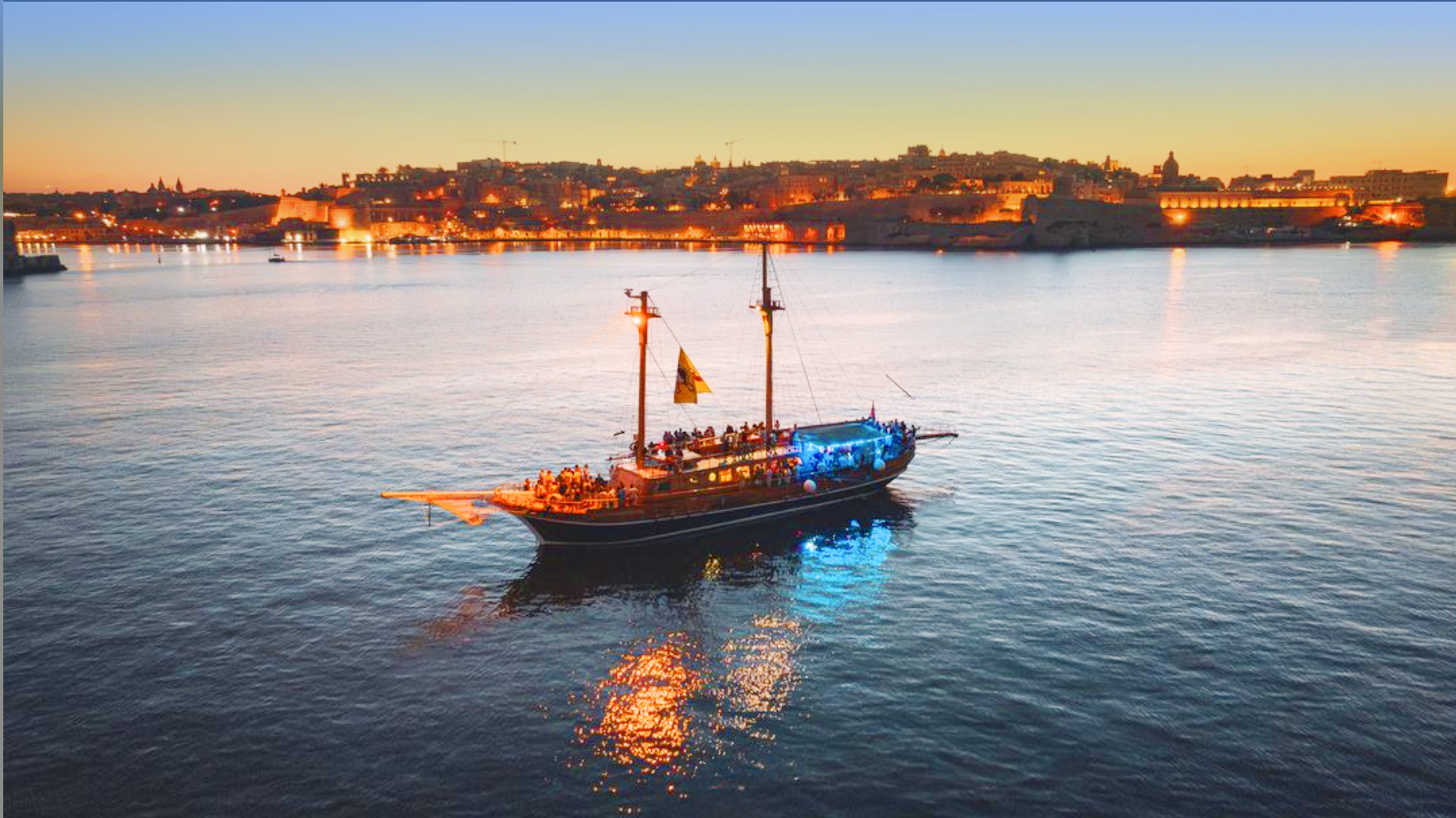Sunset boat cruise in Malta.